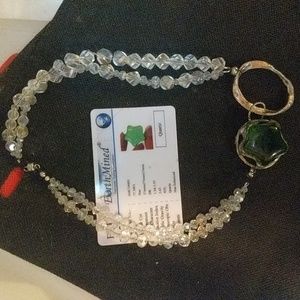 Natural certified green quartz brooch necklace